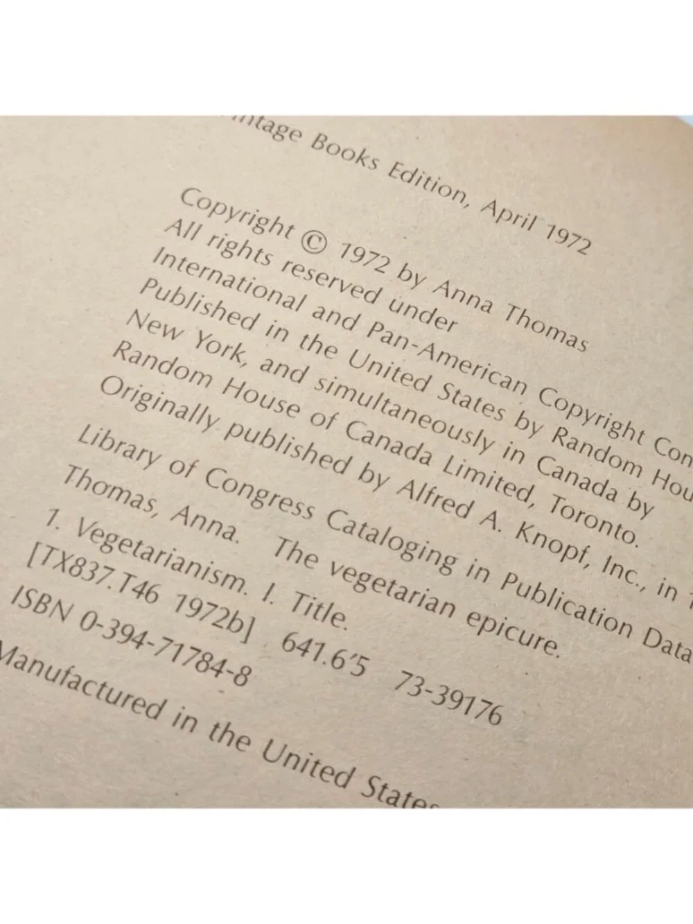 Anna Thomas used book